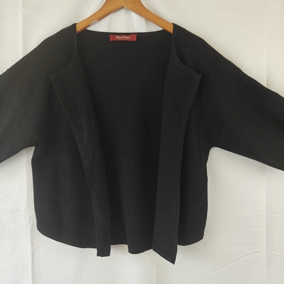 Max Mara Studio Open Front Knitted Wool Silk Blend Cartigan Size Large Women's - Picture 2 of 11